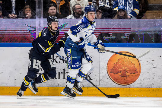 HV71s Hugo Pettersson och Leksands Alexander Lundqvist