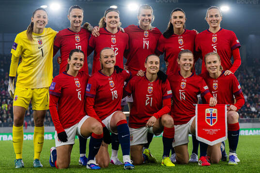 The starting eleven of Norway, from the top left;