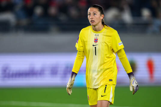 goalkeeper Cecilie Hauståker Fiskerstrand of Norway looks