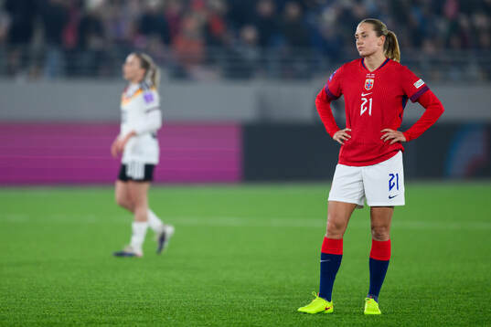 Lisa Naalsund of Norway looks dejected