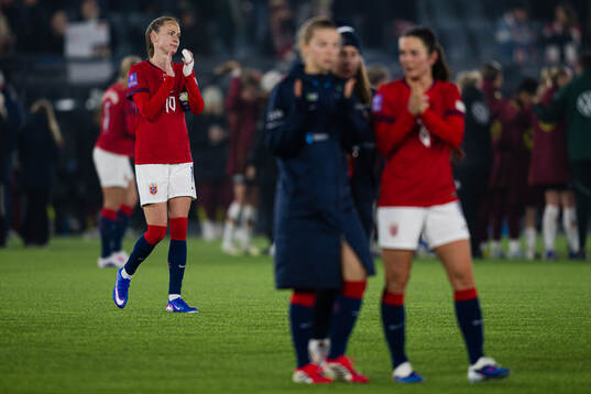 Caroline Graham Hansen of Norway looks dejected