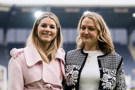 Andrine Hegerberg and Sissel Gynnild Hartley at a press