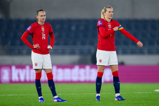 Caroline Graham Hansen and Ada Hegerberg of Norway