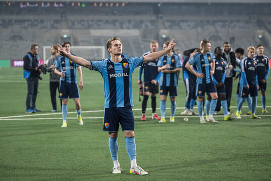 Djurgårdens Hampus Finndell jublar