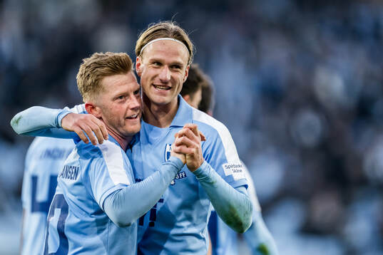 Malmö FFs Anders Christiansen och Erik Botheim jublar