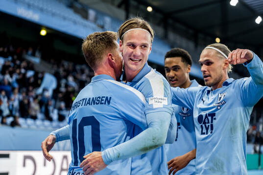 Malmö FFs Anders Christiansen och Erik Botheim jublar