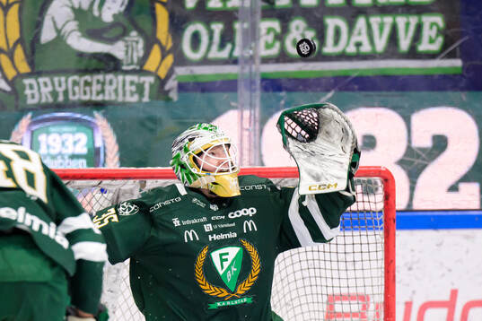 Färjestads målvakt Melker Thelin