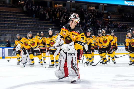 Luleås målvakt Matteus Ward jublar