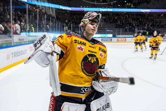 Luleås målvakt Matteus Ward jublar