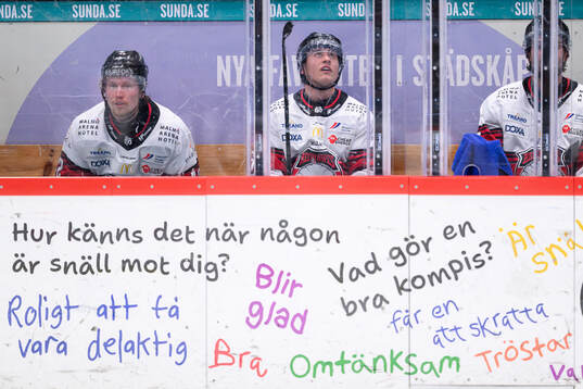 Malmö Redhawks Robin Salo och Eemil Viro deppar i