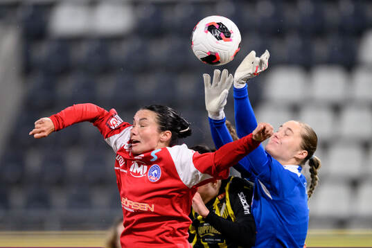 Linköpings Amber DiOrio och målvakt Julia Cavander