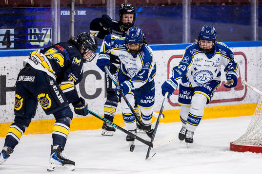 HV71s Rachel Weiss och Leksands Holly Boney och Molly Eljas