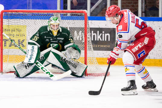 Färjestads målvakt Melker Thelin