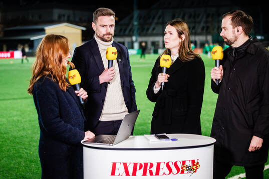 Hammarbys sportchef Arnor Smarason i Expressens TV-studio