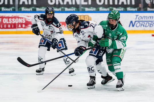 Linköpings Madeleine Leidt och Rögles Emma Rehn