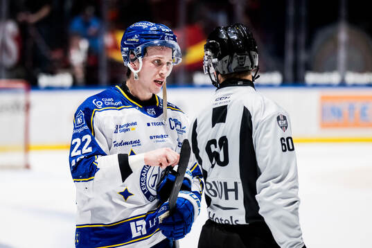 Leksands Lukas Vejdemo i samtal med domaren