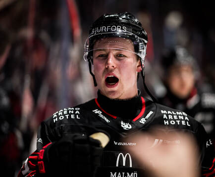 Malmö Redhawks Petter Vesterheim jublar