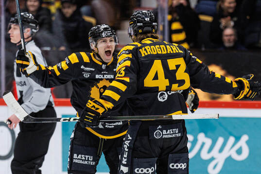 Skellefteås Andreas Johnson och Max Krogdahl jublar