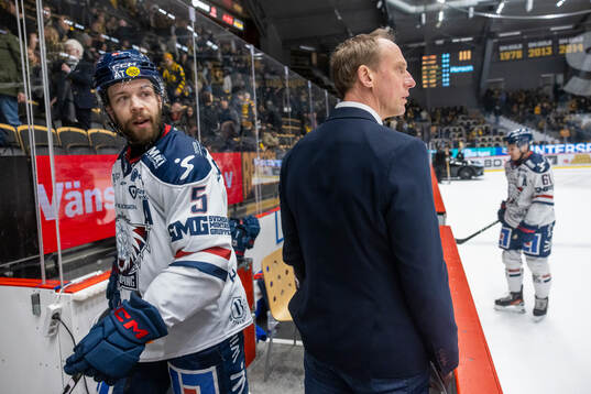 Linköpings Oscar Fantenberg och tränare Mikael Håkanson