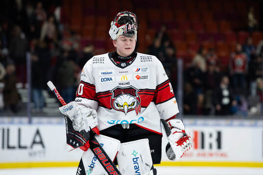 Malmö Redhawks målvakt Oskar Blomgren deppar