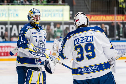 Leksands målvakt Marcus Gidlöf och målvakt Filip Larsson