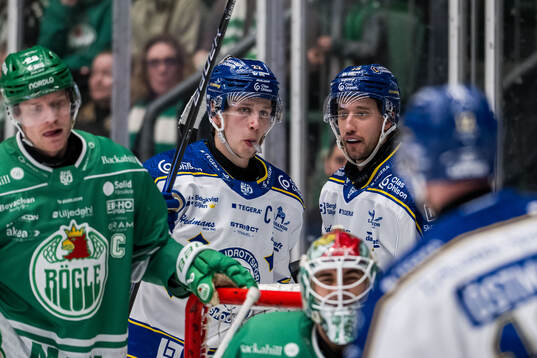 Leksands Lukas Vejdemo och Max Veronneau jublar