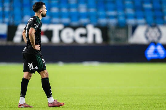 Dino Islamovic of Rosenborg looks dejected