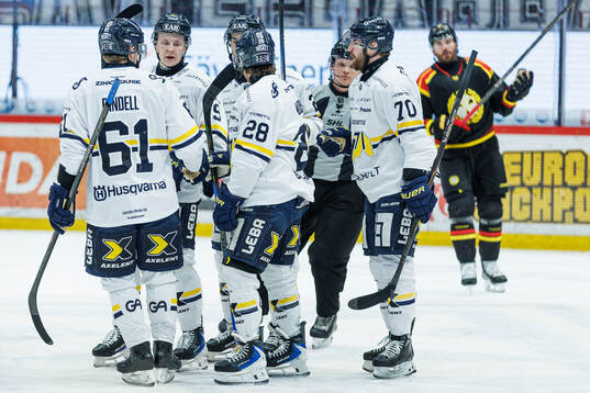 HV71s Axel Rindell, Hugo Pettersson och Justin Glenn Kloos