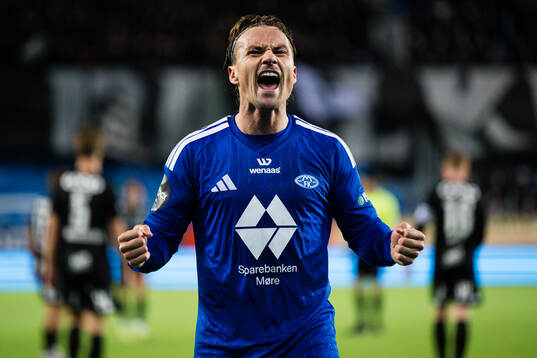 Fredrik Gulbrandsen of Molde celebrates