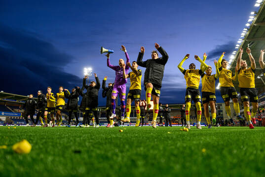 Goalkeeper Pontus Dahlberg and Thomas Lehne Olsen of