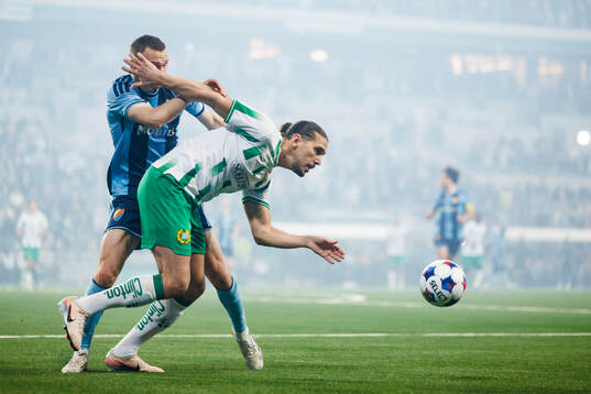 Djurgårdens Piotr Johansson och Hammarbys Hammarbys Nikola