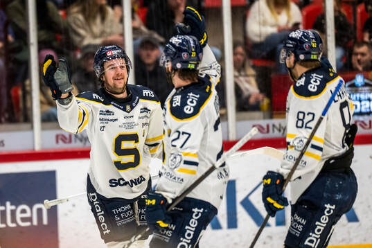 Södertäljes Andrew Vanderbeck jublar