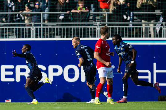 Mustapha Isah Ubandoma of Kristiansund celebrates