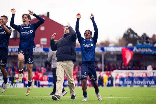 Promise Meliga of Kristiansund celebrates
