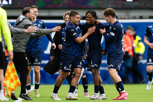 Promise Meliga of Kristiansund celebrates