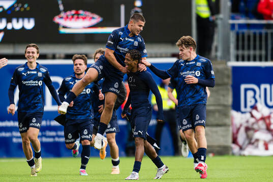 Promise Meliga of Kristiansund celebrates
