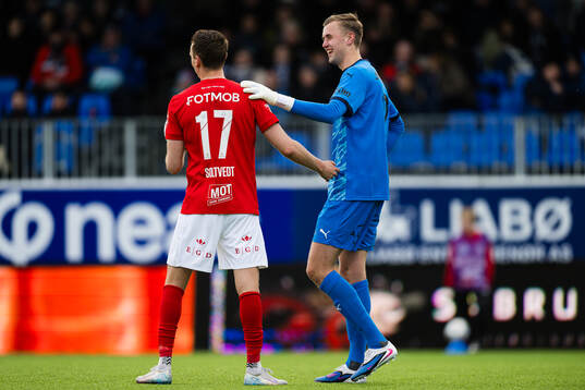 Joachim Soltvedt of Brann and goalkeeper Adrian Sæther of