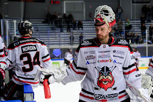 Nybro Vikings målvakt Tex Williamsson deppar