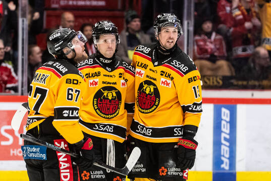 Luleås Linus Omark, Mathias Bromé och Eetu Koivistoinen