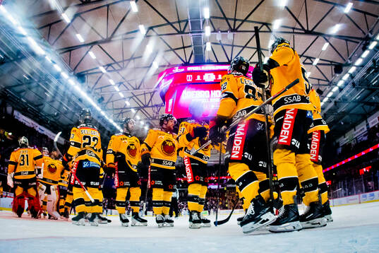 Luleås målvakt Matteus Ward och spelarna jublar