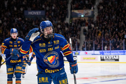 Djurgårdens Viggo Björck jublar