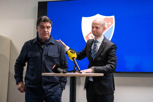 Bosse Andersson, sportchef Djurgården, och Erik Gozzi,