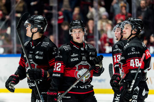 Malmö Redhawks Axel Sundberg, Janne Kuokkanen och Lauri