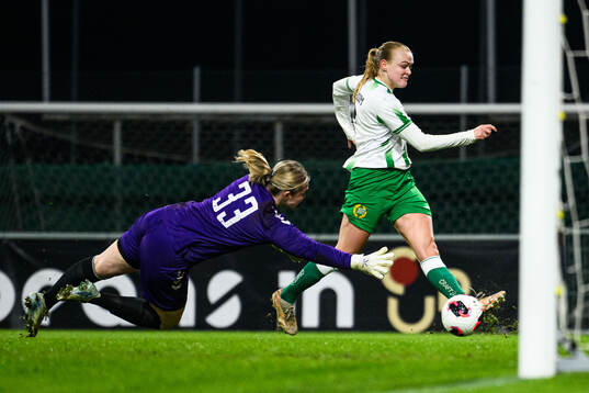 Kristianstads målvakt Moa Olsson och Hammarbys Elin Sørum