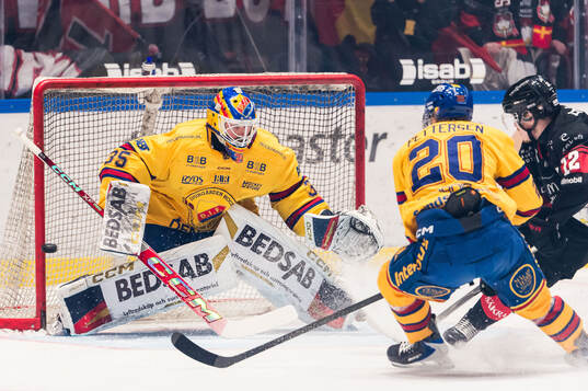 Djurgårdens målvakt Magnus Hellberg och Mathias Emilio