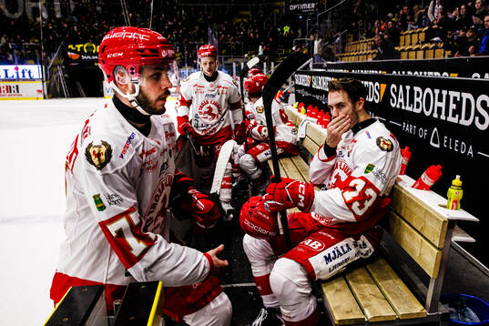 Troja/ Ljungbys Brandon Frattaroli och Anton Gradin deppar