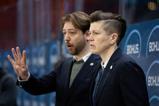 Frölundas assisterande tränare Marcus Anselm och tränare