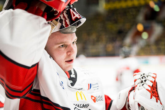 Malmö Redhawks målvakt Oskar Blomgren