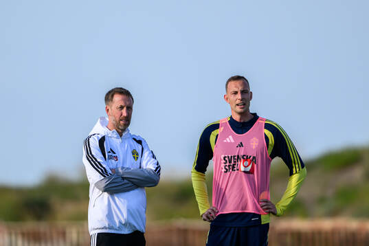 Head coach Graham Potter and Gustaf Nilsson of the Swedish