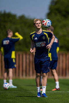 Lucas Bergvall of the Swedish national football team